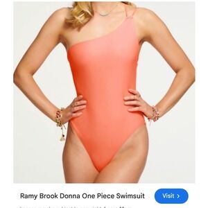 Ramy Brook One Piece Swimsuit One Shoulder Strap‎ Coral Orange Size Large